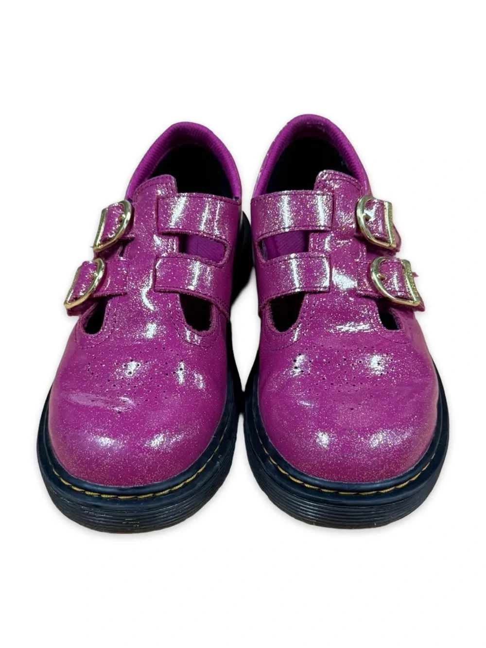 Dr. Martens Girl’s Fuchsia/Silver/Gold Glitter Mary Jane’s 8065 J Size 3